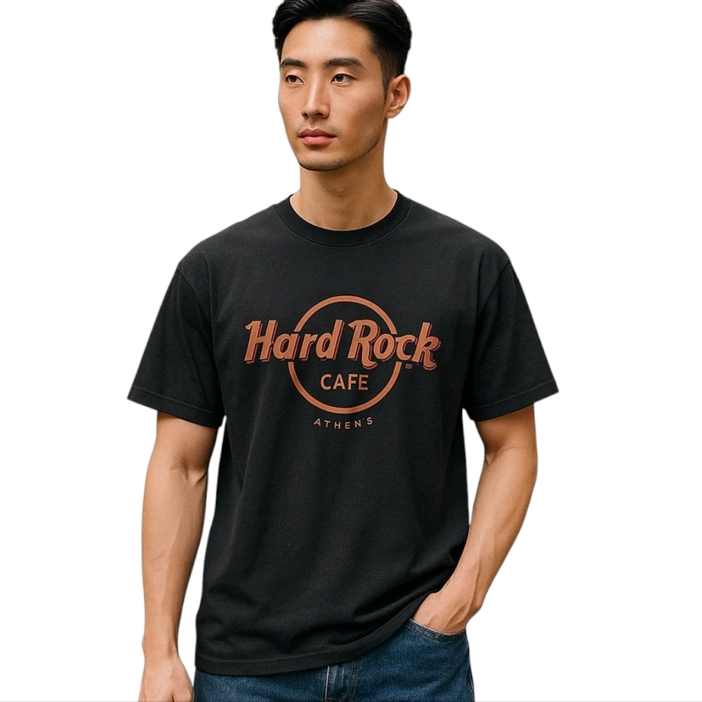 Vintage Hard Rock Cafe Athens Greece Classic Logo Graphic T-Shirt